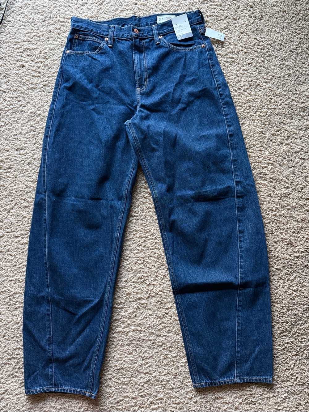 GAP Dark Blue High-Rise Barrel Jeans
